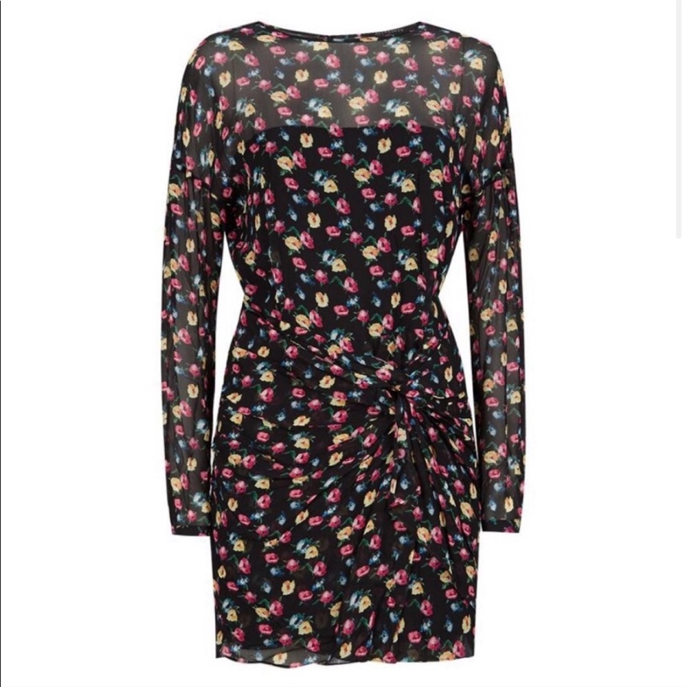 NWOT All Saints Floral long sleeves mini dress - Picture 2 of 6
